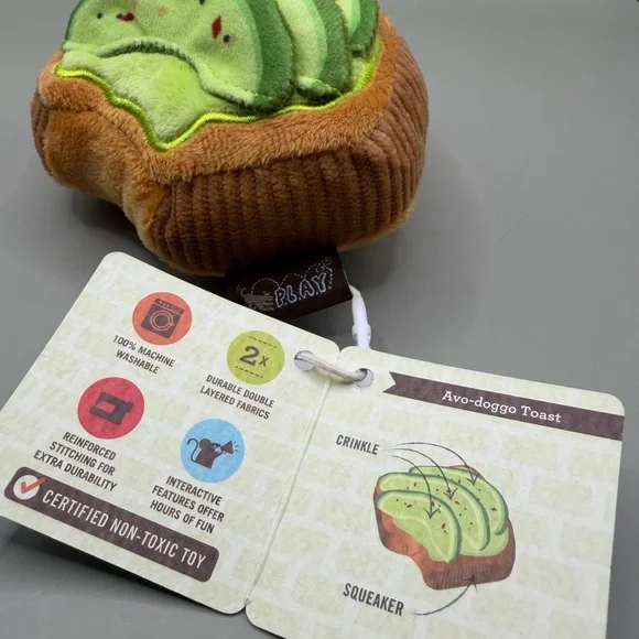 Barking Brunch Plush Avocado Toast Small Dog Toy - Picture 2 of 2